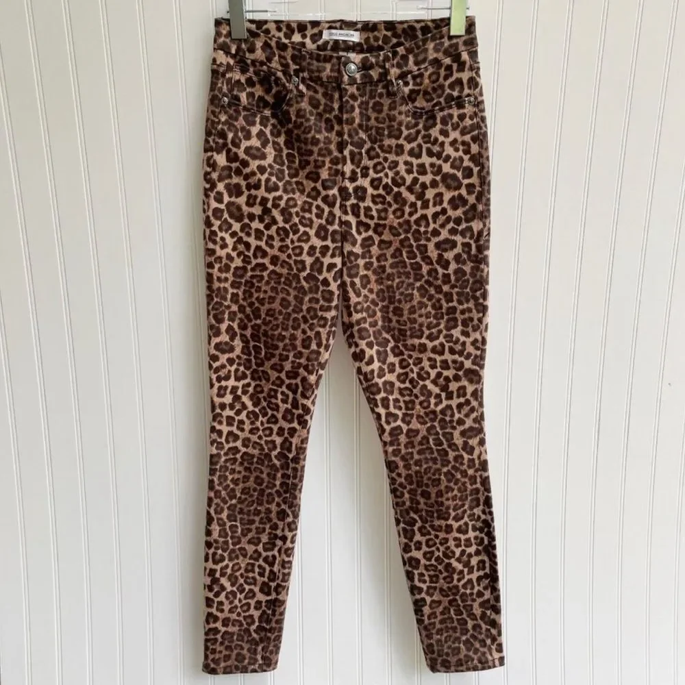 Good American Leopard Print Jeans Brown Size 28 High Rise Good Waist